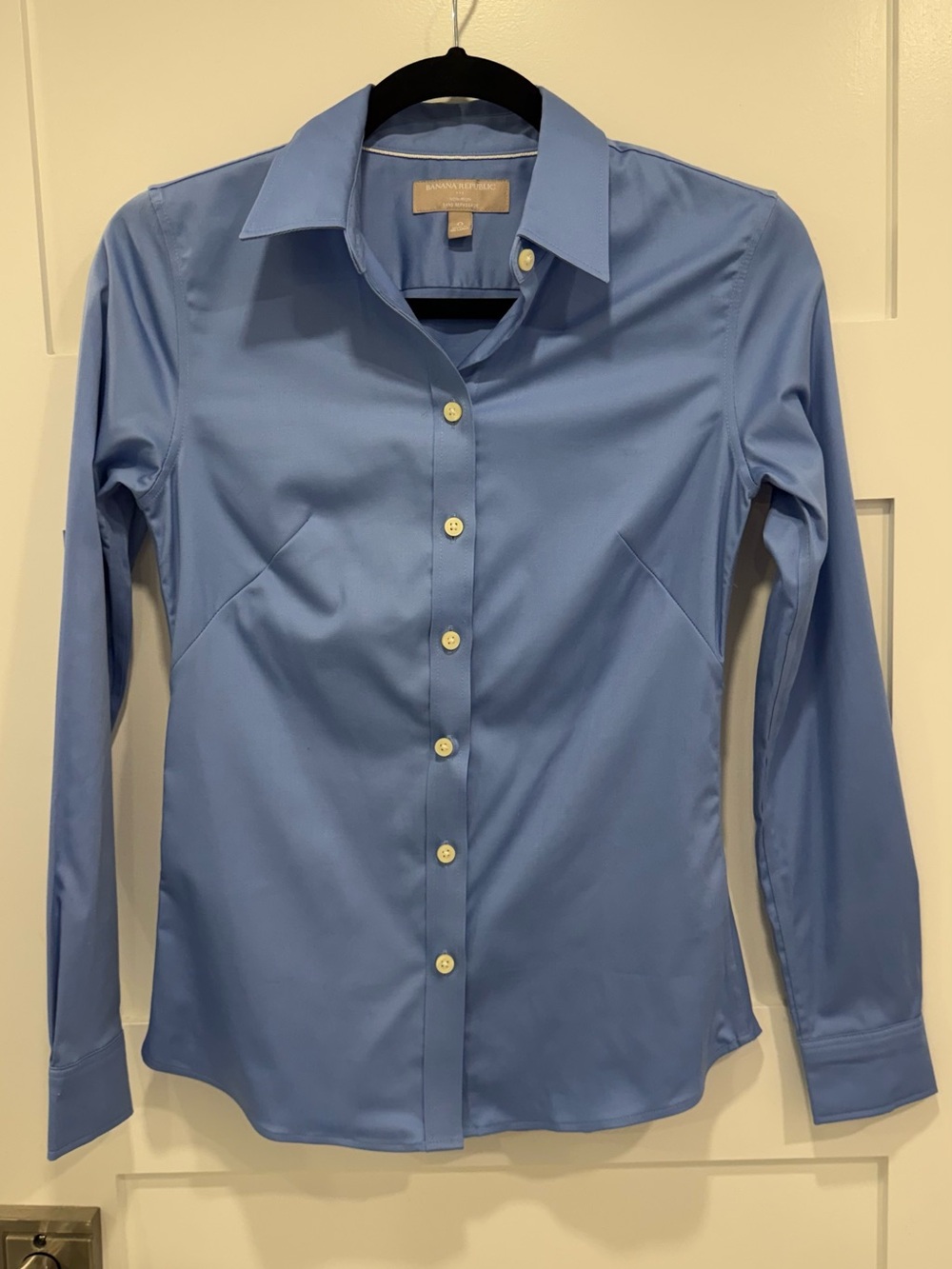 Banana Republic No-Iron Blue Button-up Cotton Blouse